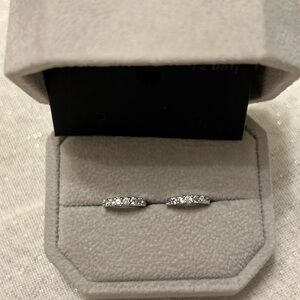 Elegant Silver Diamond Hoop Earrings 12mm diameter